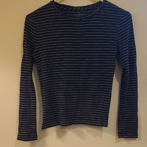 Talbots Black and White Striped Tee